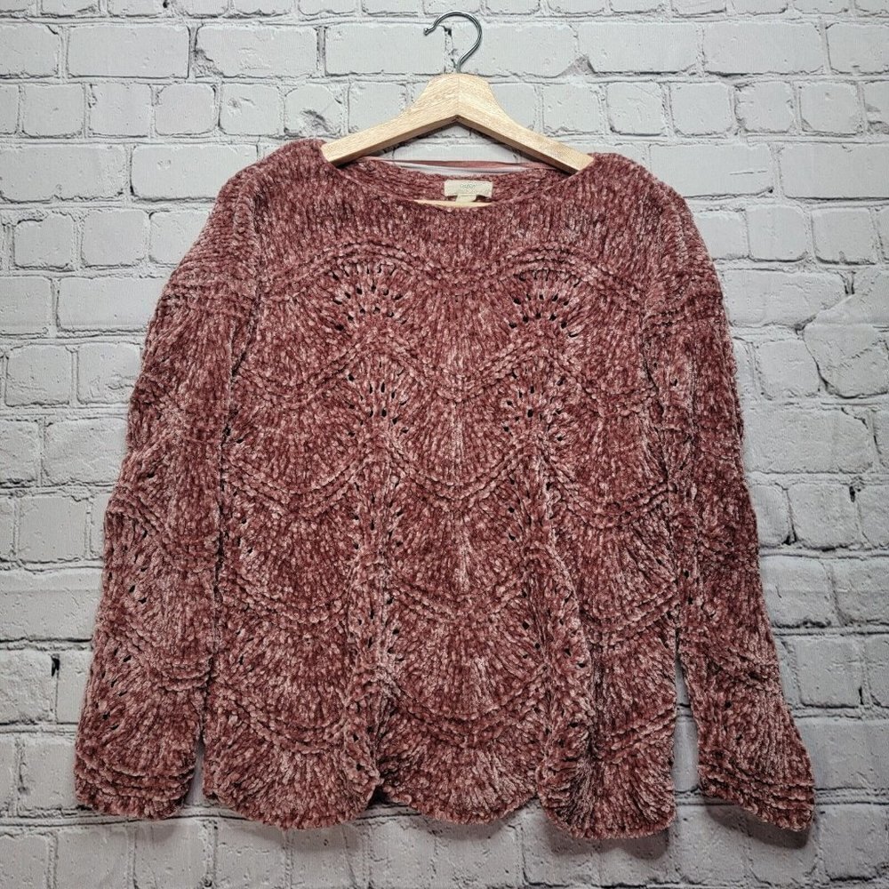 Cupio Soft Raspberry Pink Crochet Knit Sweater Size S